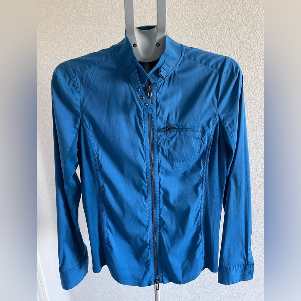Armani Exchange Women's Vibrant Blue Shirt With Zipper.